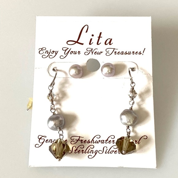 LITA Artisan 925 Sterling Silver Pearl Earrings - Picture 12 of 12